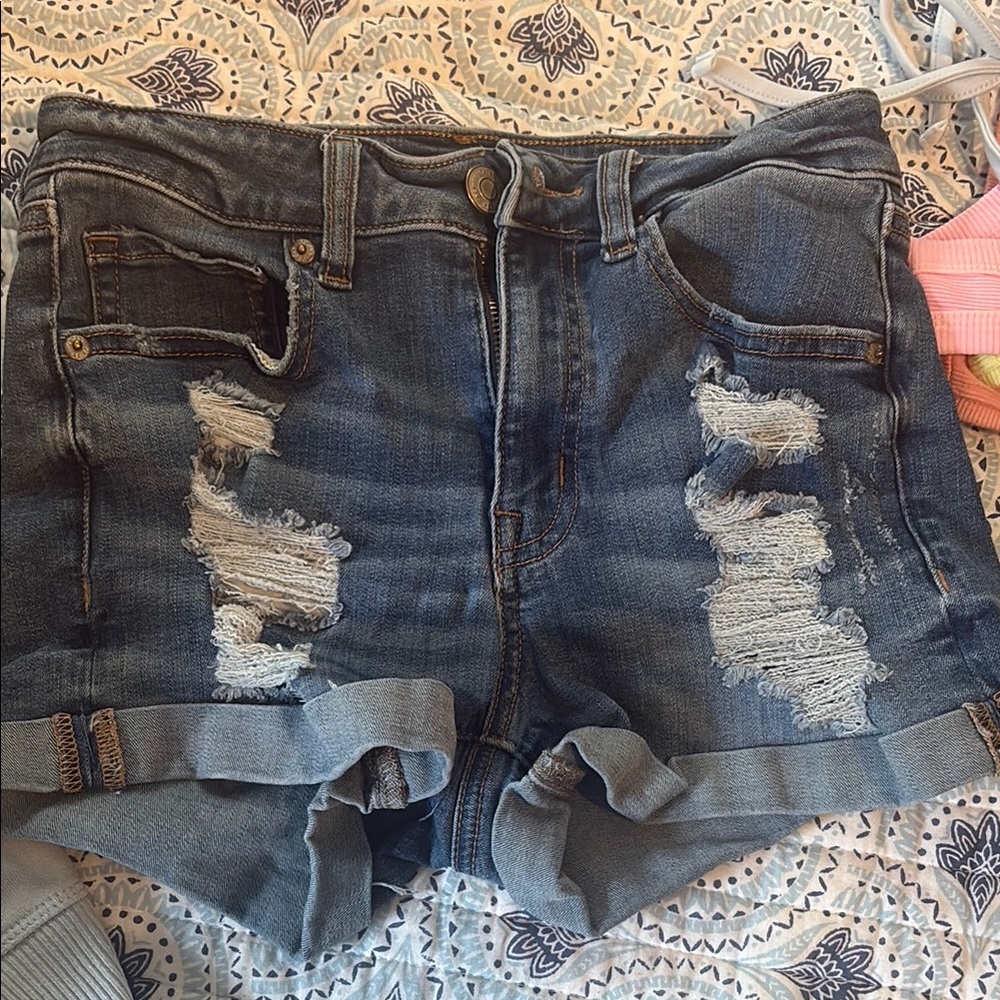 Aeropostale Blue Distressed Jean Shorts